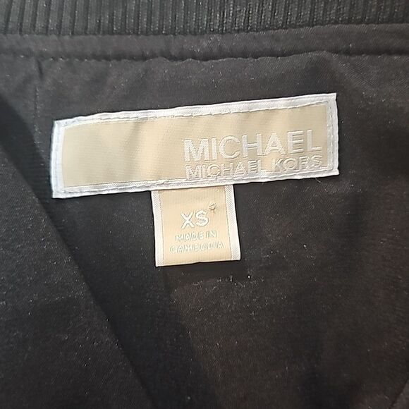 Michael Kors -916 Women's Bomber‎ Jacket Black White Zipper Athleisure XS - Picture 3 of 9